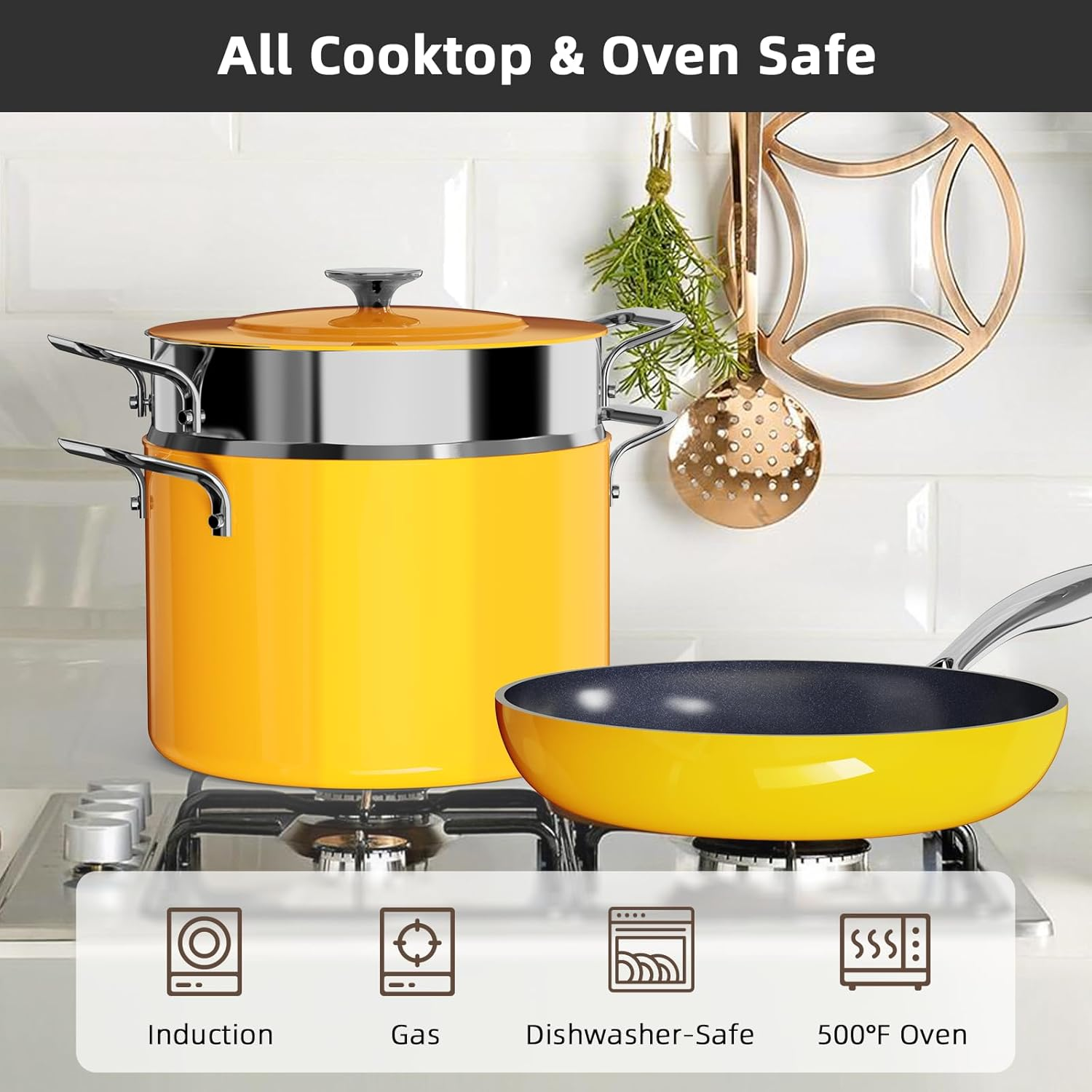 Lux 13Pc Forged Lightweight Cookware Set PFAS Free, Healthy G10 Duralon Ceramic Coating, Ultra Non-Stick, Stay-Cool Handles, Works on All Cooktops & Induction Ready - Image 5