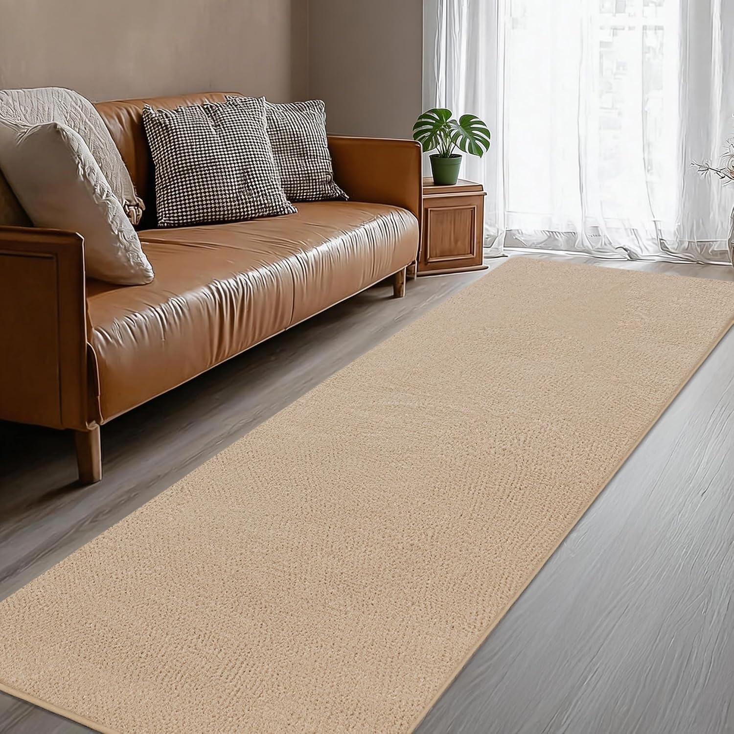 Large Modern Runner Rugs for Living Room Bedroom, 2X8 Feet Beige Ultra Soft Thickened Memory-Foam Indoor Rug, Comfy Aesthetic Solid Minimalist Carpets for Girls Boys Nursery Dorm Home Decor - Image 6