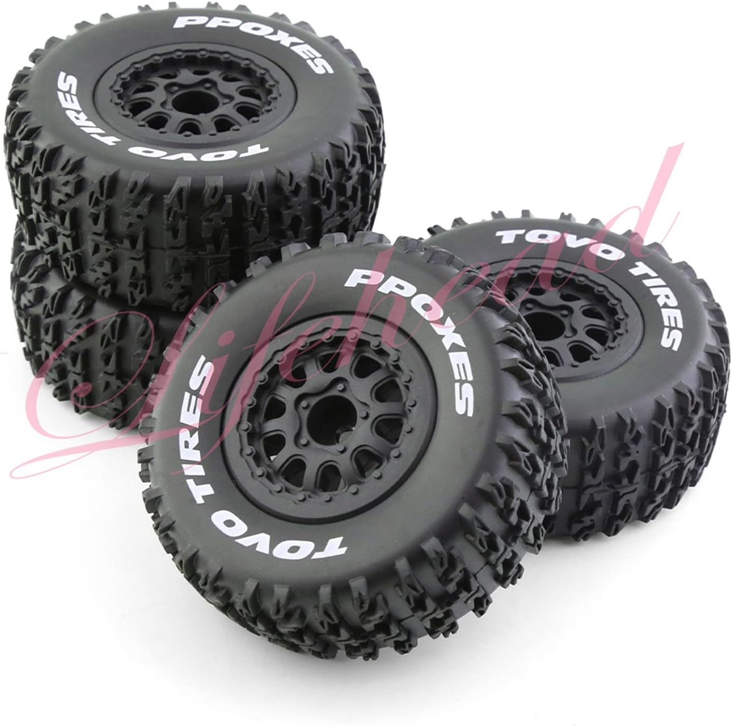1/10 RC Short Course Truck Tires for All Terrain,Suitable for TRAXXAS Slash4X4 Huanqi 727 ARRMA SENTON 3S Losi Ford Raptor Baja Rey/ 113Mm OD High-Performance Short-Haul Truck Tires(Black) - Image 7