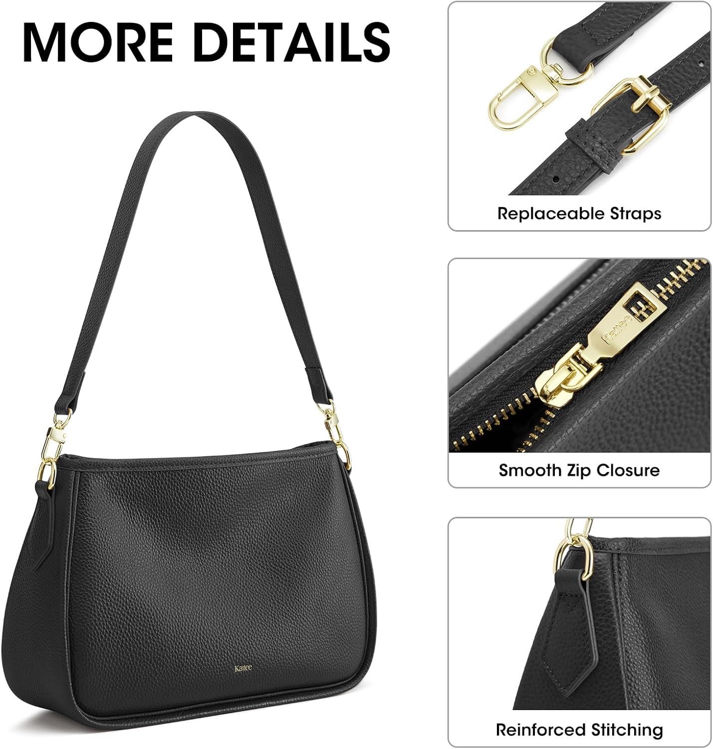 Shoulder Purse for Women, Medium Leather Crossbody Bag Trendy, Hanbags Purses, Small Hobo Bags with 2 Removable Straps - Image 6