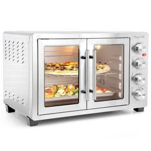 47 Quart Electric French Door Rotisserie Convection Counter Top Oven with Convection and Oven Lamp