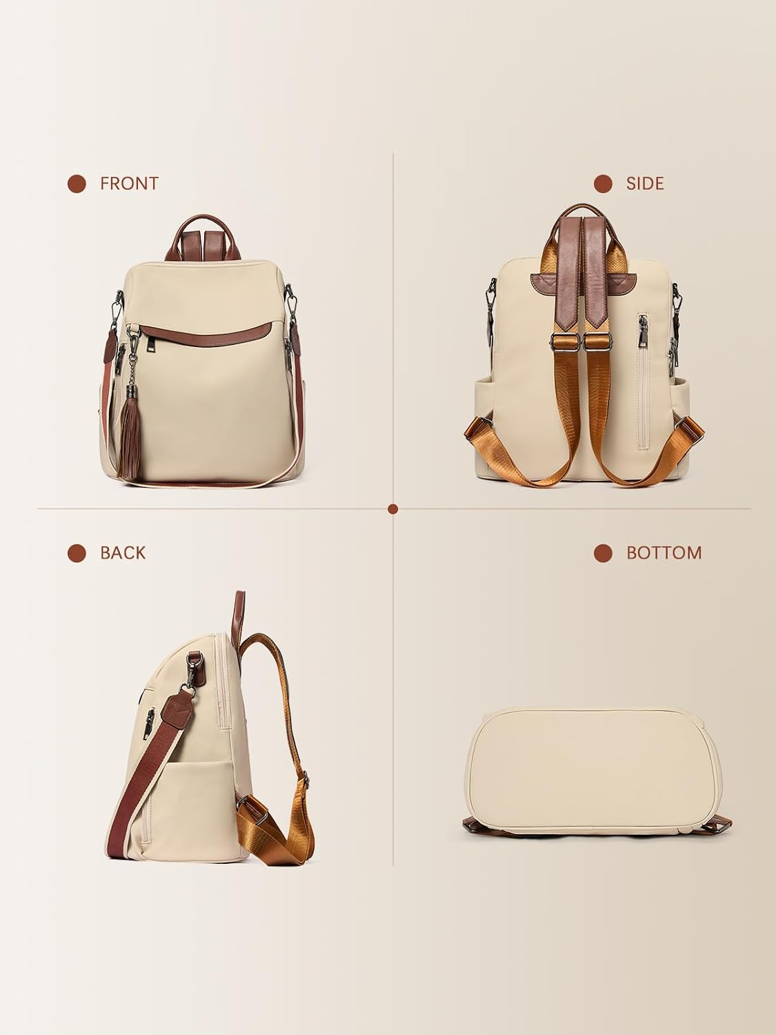 Backpack Purse for Women, PU Leather anti Theft Travel Purse Shoulder Bags with Tassel - Image 7