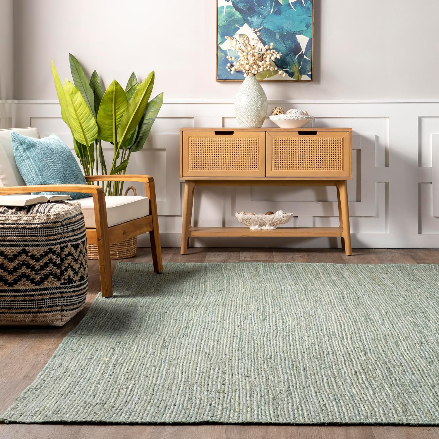 Rigo Handmade, Green, 2'6" X 6', Hand Woven, Farmhouse, Jute, Soft and Textured, High Traffic, Stain Resistant, Easy Clean, Durable Area Rug for Bedroom, Living Room, Dining, Den, Foyer - Image 5