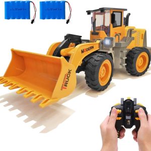 RC Wheel Loader 1/14 9CH Remote Control Construction Vehicle Tractor 2.4G Articulated Dozer Front Loader Bulldozer Crawler with Lights & Sound Engineering Truck 2 Batteries Toys for Kids 6+