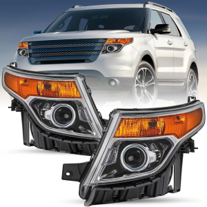 Projector Headlight Assembly Fit for 2011-2015 Ford Explorer OE Style Headlamp Replacement Left Driver & Right Passenger Side
