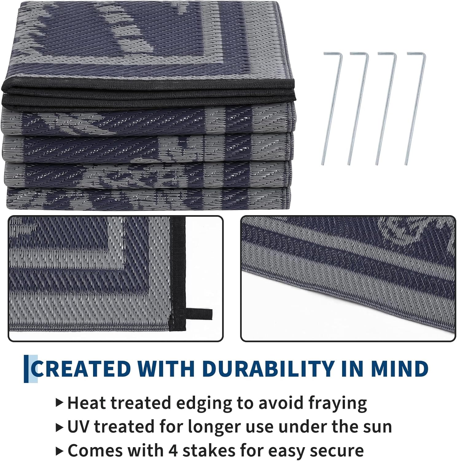 Outdoor Rug 8X10 Waterproof for Patios, Reversible Plastic Straw Rug, Tropical Leaf Indoor Outdoor Rugs, Large Area Rug for RV, Camping, Deck, Picnic Mat, outside Carpet - Image 4