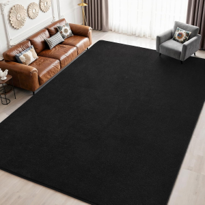 4X6 Black Area Rugs for Bedroom, Soft Modern Living Room Rug Indoor Non Slip Low Pile Washable Rug Fluffy Fuzzy Memory Foam Carpets Throw Rugs for Kids Nursery Classroom Dorm Room Decor