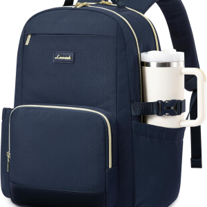 Laptop Backpack for Women with Pouch Pocket for Large Capacity Cup,17 Inch Laptop Computer Bag Travel Backpack Purse,Waterproof Work Business Backpack College Teacher Bags,Dark Blue