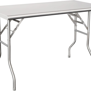 HARDURA Folding Stainless Steel Table 24X48 Inches with Legs NSF Commercial Portable Folding Prep Table for Restaurant Kitchen Home and Hotel