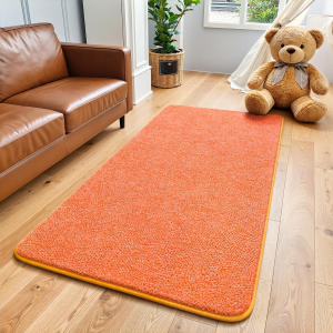 2X4 Area Rugs for Living Room, Soft Modern Memory Foam Bedroom Rug Washable Indoor Rug Low Pile Minimalist Non Slip Carpet for Kids Nursery Dorm Room Home Decor Orange