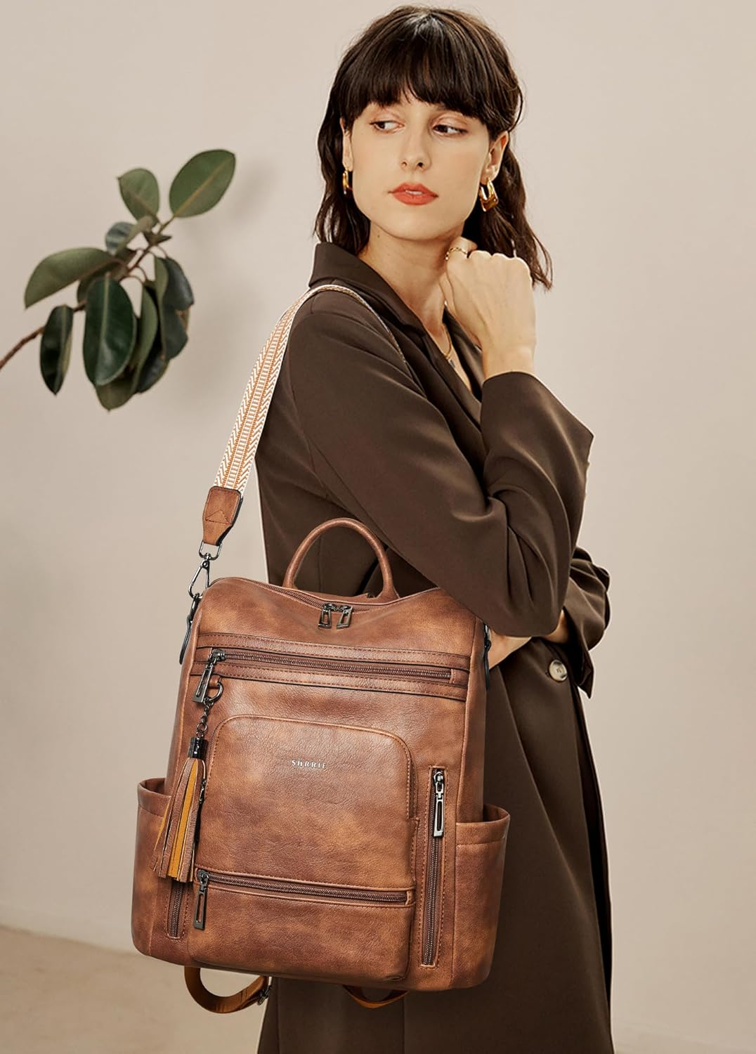 Vegan Leather Laptop Backpack for Women 15.6 Inch Work Backpack Fashion Travel Backpack Purse for Travel College Work - Image 2