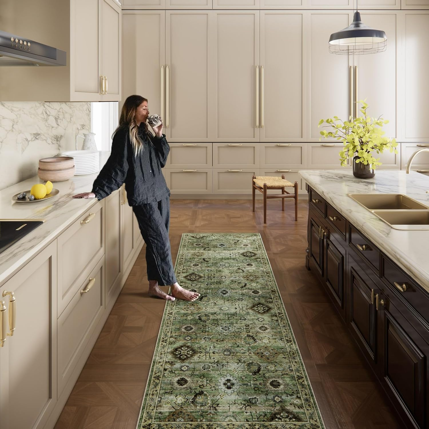 Washable Runners for Hallways Kitchen Rugs: 2'6"X8' Runner Rug Stain Resistant Non Slip Low Pile Soft Carpet Runners for Hallways Bedroom Kitchen Entryway Indoor Laundry Room Farmhouse - Image 8