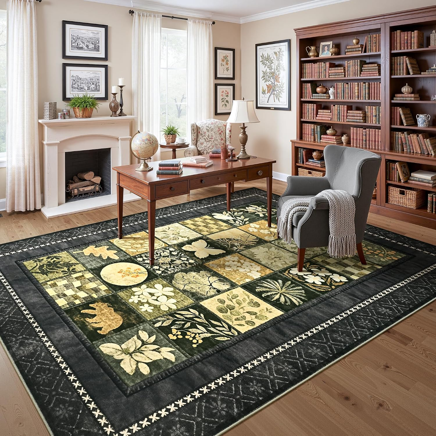 8X10 Area Rugs for Living Room, Modern Large Geometric Rug for Bedroom, Washable Patchwork Rug Indoor Non Slip Throw Carpets for Dining Room Office Farmhouse Home Decor, Dark Grey - Image 4