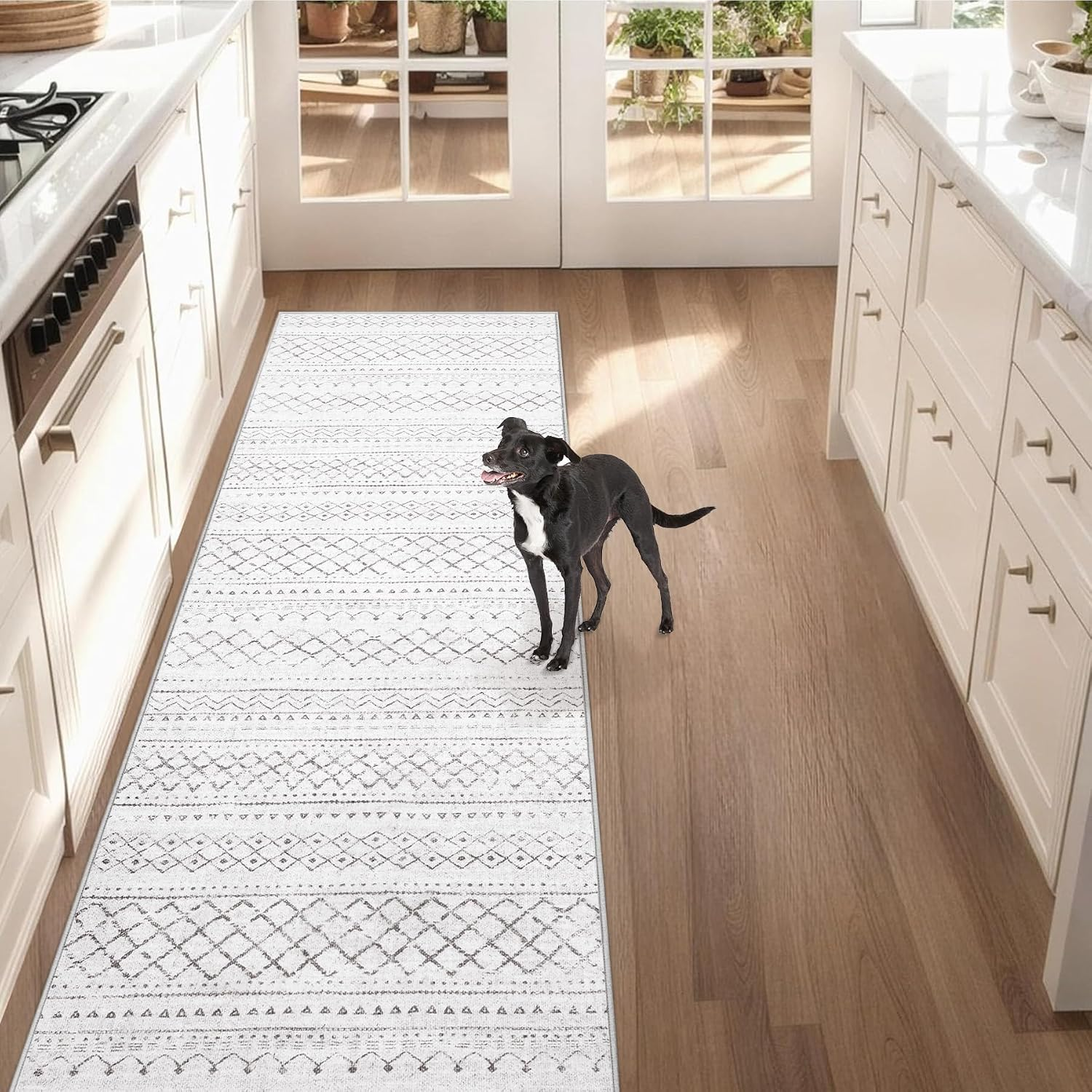 Runner Rug 2X5 Boho Geometric Area Rugs: Small Washable Kitchen Rug, Soft Non Slip Moroccan Long Hallway Rugs for Bedroom Bathroom Laundry Entryway Staircase Foyer(Dark Grey,2X5) - Image 3