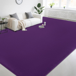 Large Modern Area Rugs for Living Room Bedroom, 6X9 Feet Dark Purple Ultra Soft Thickened Memory-Foam Indoor Rug, Comfy Aesthetic Solid Minimalist Carpets for Girls Boys Nursery Dorm Home Decor