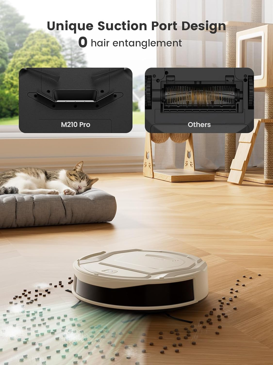Robot Vacuum Cleaner M210 Pro,Slim,Quiet,2200Pa Suction,120 Min Self-Charging Robotic Vacuums, Freemove 3.0,Wifi/App/Alexa,6 Cleaning Modes Ideal for Hard Floors Pet Hair Low Carpet,Champagne - Image 6