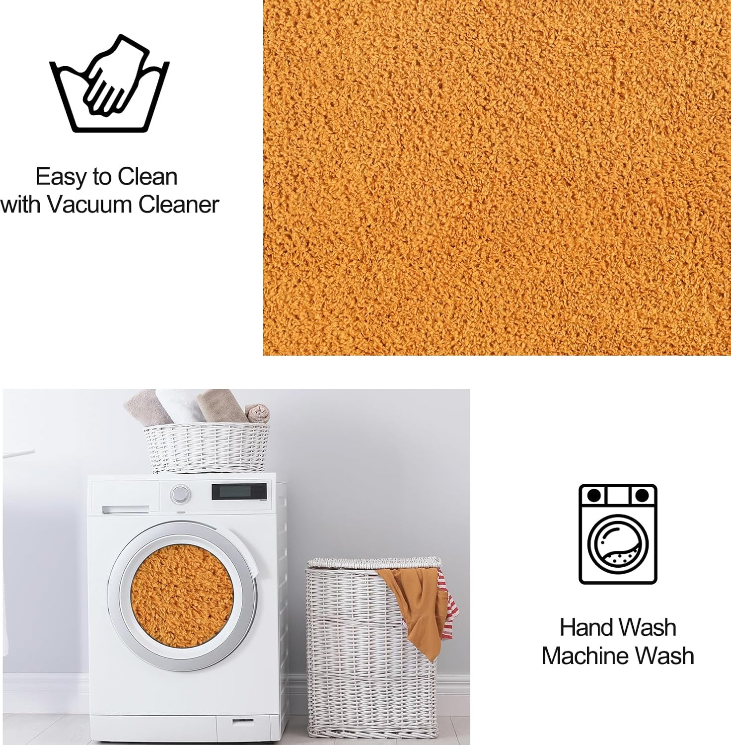 Area Rugs for Bedroom Living Room, 6X9 Orange Super Soft Comfy Thickened Memory-Foam Indoor Carpets, Modern Aesthetic Minimalist Carpet for Boys Girls Adults Apartment Nursery Home Décor - Image 6