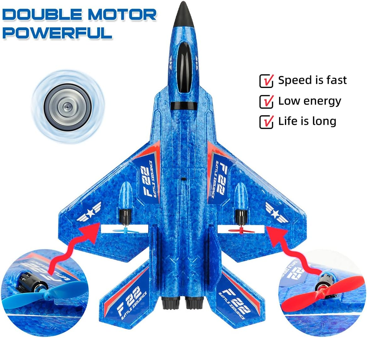 RC Plane, F22 RC Airplane Fighter Ready to Fly, 2.4Ghz 2 Channel Remote Control Plane, RC Airplanes Toy for Boys Girls Kids Beginners - Image 5