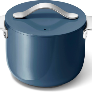 Caraway Petite Cooker - 2 Qt Ceramic Coated Pot - Free from Forever Chemicals - Perfect for Rice, Grains, or Sauces - Navy