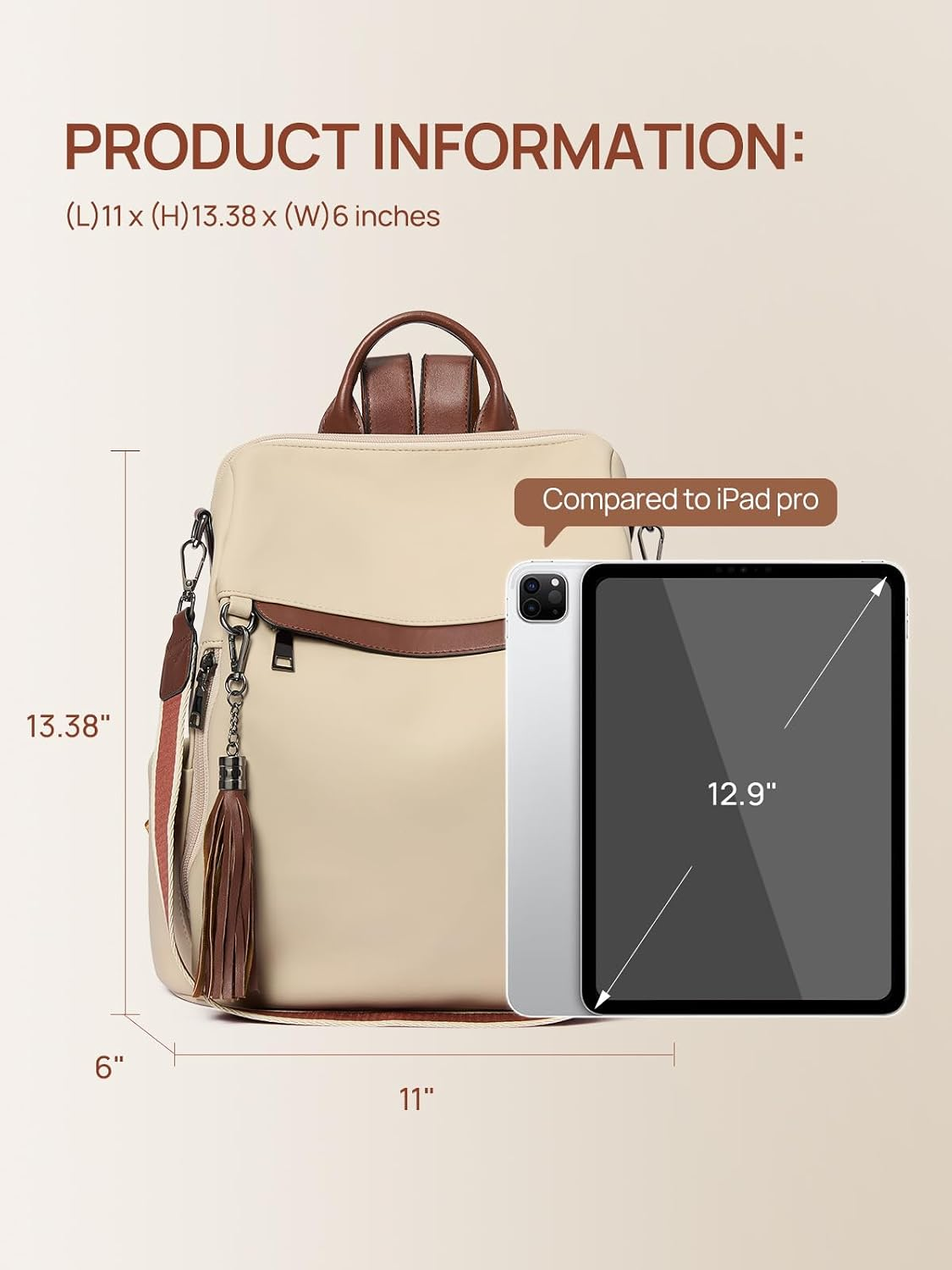 Backpack Purse for Women, PU Leather anti Theft Travel Purse Shoulder Bags with Tassel - Image 4