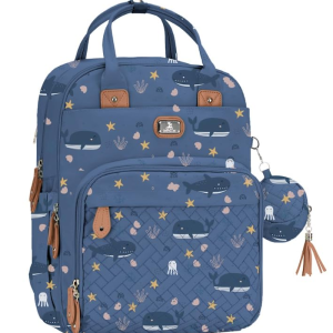 Diaper Bag Backpack with Portable Changing Pad, Pacifier Case and Stroller Straps, Large Unisex Baby Bags for Boys Girls, Multipurpose Travel Back Pack Moms Dads, Blue Sea Squad