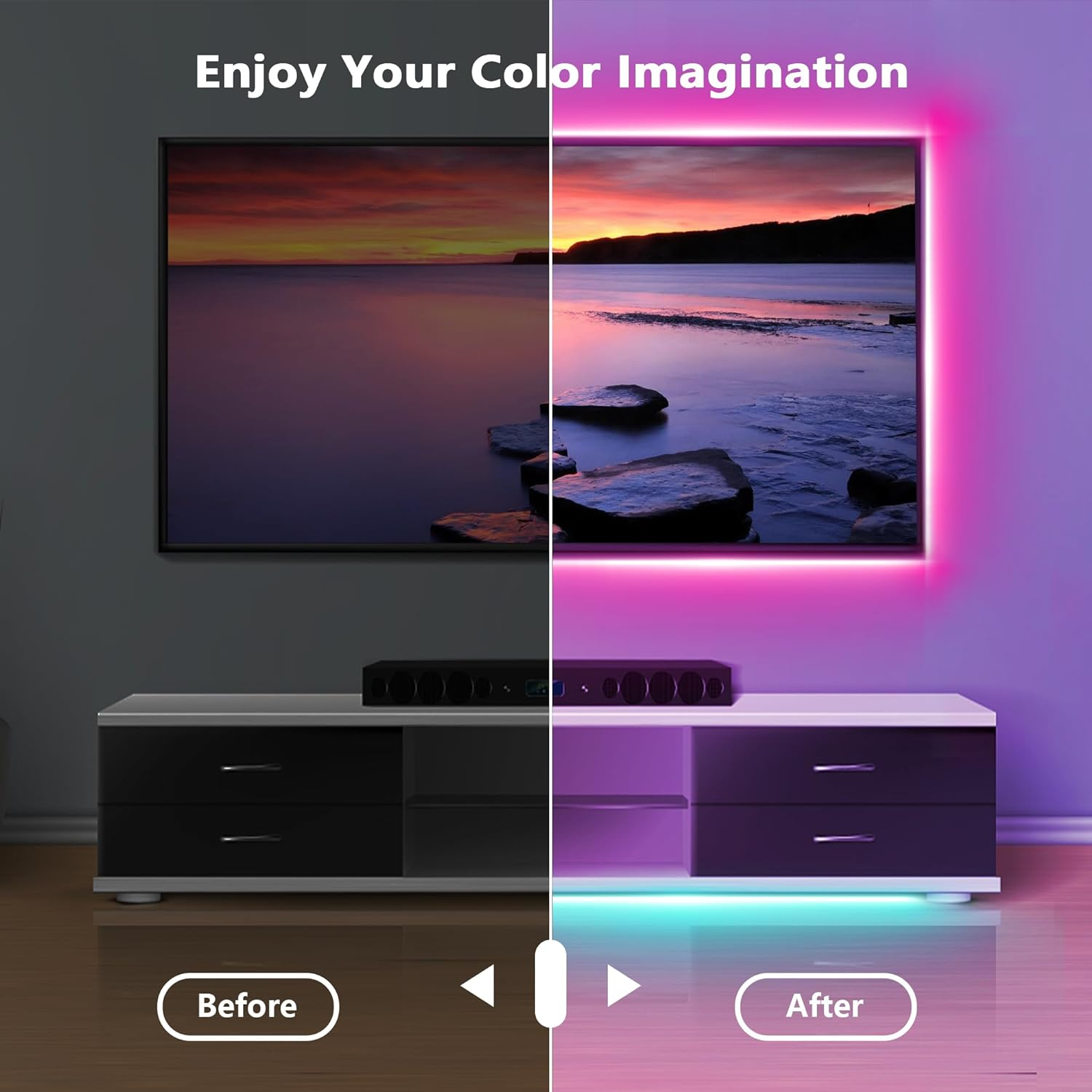 Led Lights for Bedroom 200FT(2 Rolls of 100Ft), Music Sync Led Strip Lights with 60 Keys Remote and App Control, Color Changing RGB Led Lights for Room Kitchen Party Home Christmas Decoration - Image 5