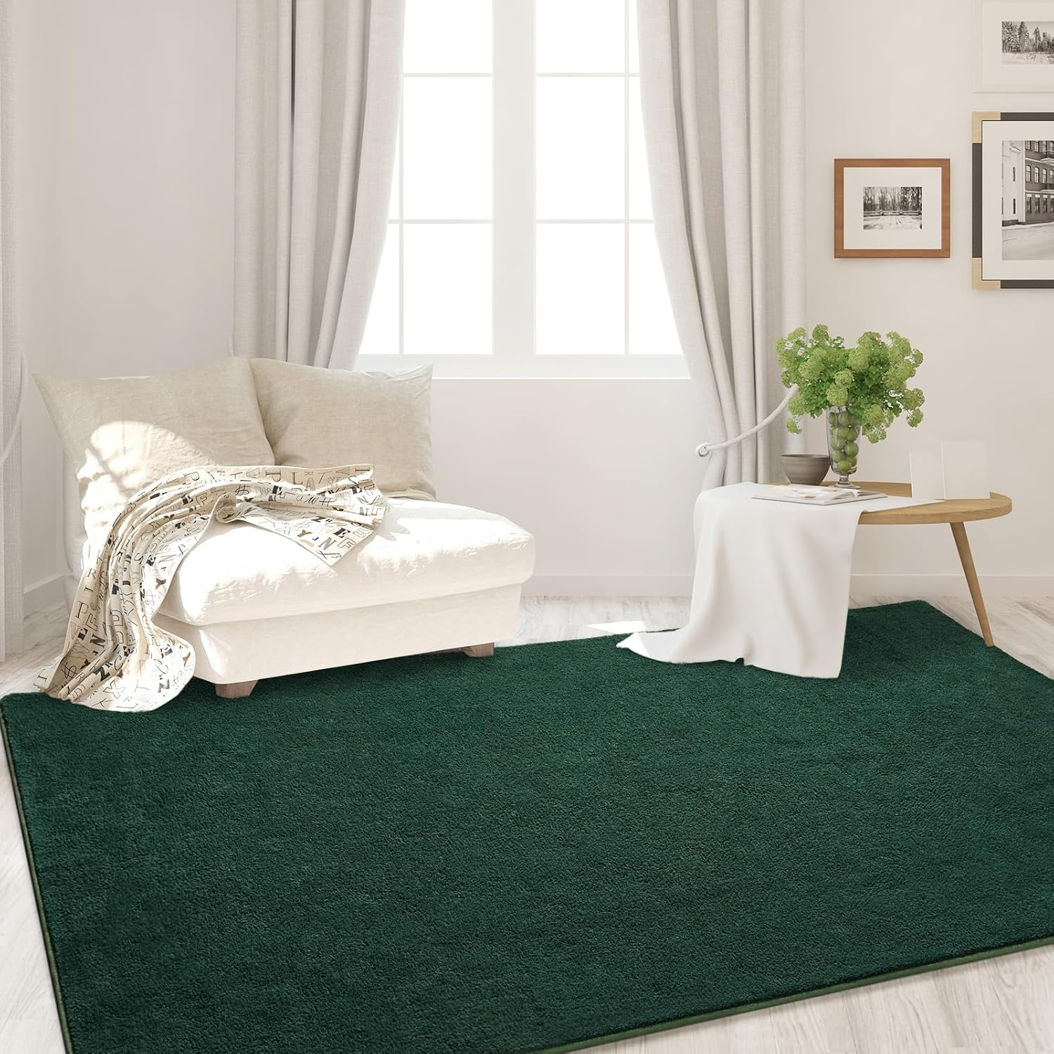 Area Rugs for Bedroom Living Room, 6X9 Dark Green Super Soft Comfy Thickened Memory-Foam Indoor Carpets, Modern Aesthetic Minimalist Carpet for Boys Girls Adults Apartment Nursery Home Décor - Image 7
