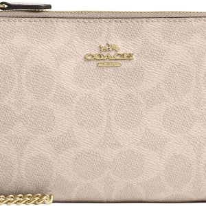 Coach Women'S Crossgrain Leather Wristlet W Chain
