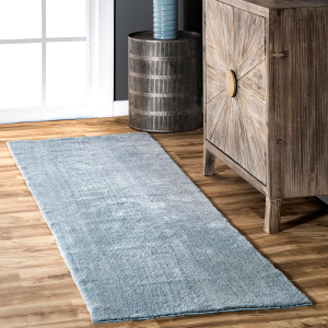2' X 6' Cozy Plush Area Rug, Machine Washable, Non-Slip, Soft Fluffy Shag Carpet for Living Room Bedroom Kids Room Nursery Home Decor, Loni Light Blue