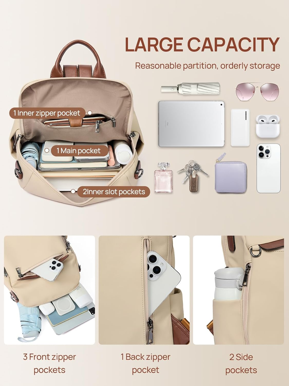 Backpack Purse for Women, PU Leather anti Theft Travel Purse Shoulder Bags with Tassel - Image 5