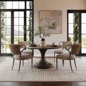 Kailani Geometric 5' X 8' Machine Washable Area Rug for Living Room Bedroom Dining Room, Cream