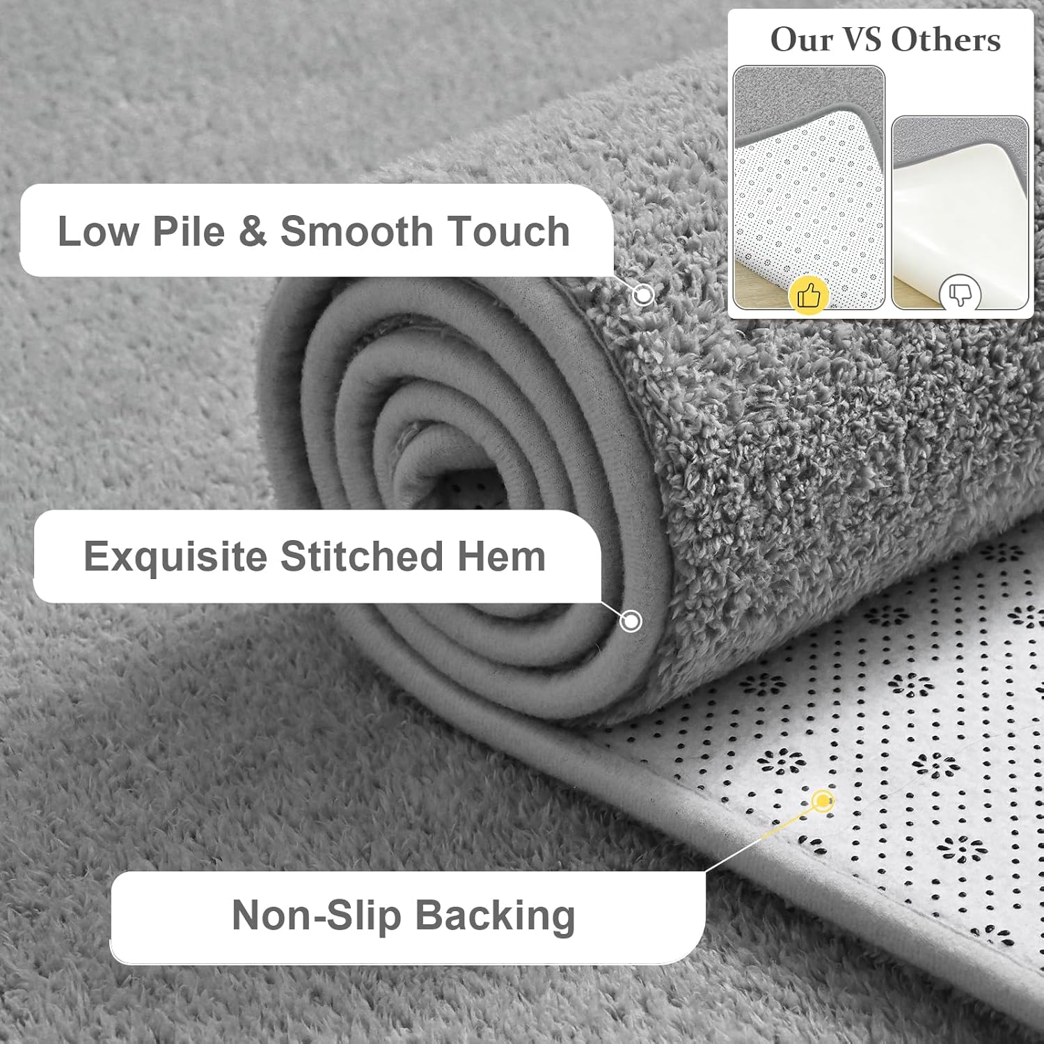 2X3 Grey Area Rugs for Bedroom Living Room, Soft Modern Indoor Throw Rugs Low Pile Fluffy Small Rug Door Mat Washable Non Slip Entryway Rug Carpet for Nursery Home Kids Room Decor - Image 7