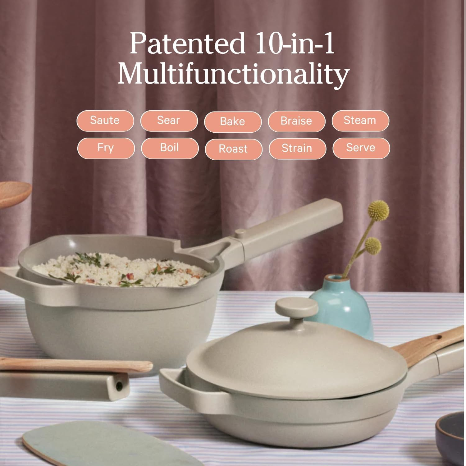 Our Place Mini Cookware Duo | 6-Piece Ceramic Cookware Set with Mini Always Pan & Mini Perfect Pot | Induction & Oven Safe up to 450°F | Nonstick, Pfas-Free Non-Toxic Cookware | Steam - Image 4