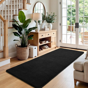 2X6 Runner Rug, Black Bedroom Bedside Runner Rug Small Carpet Living Room Area Throw Rugs for Hallway Soft Indoor Memory Foam Rugs for Teen Kids Classroom Nursery Dorm Laundry Room Decor
