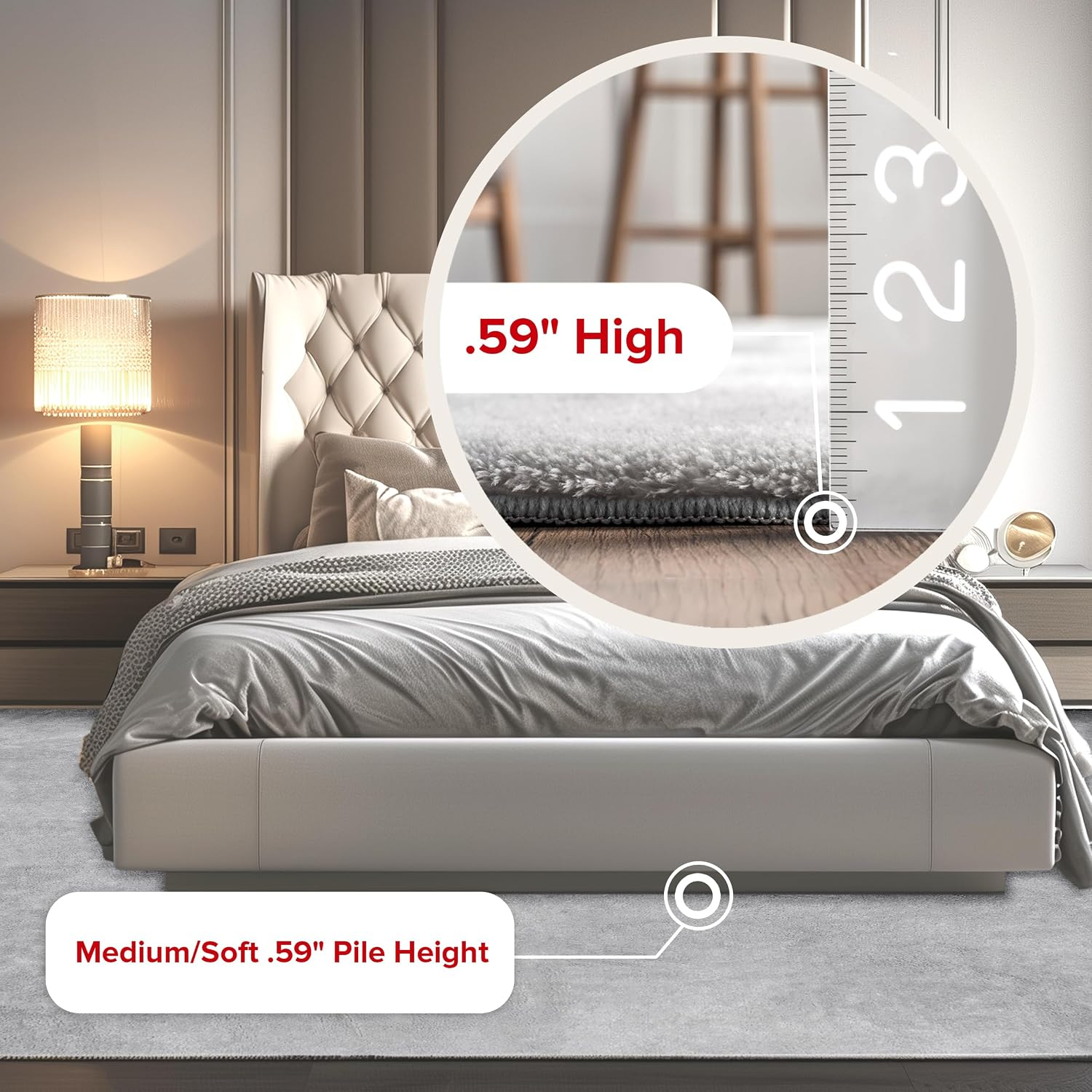 2' X 8' Cozy Plush Area Rug, Machine Washable, Non-Slip, Soft Fluffy Shag Carpet for Living Room Bedroom Kids Room Nursery Home Decor, Loni Light Grey - Image 3