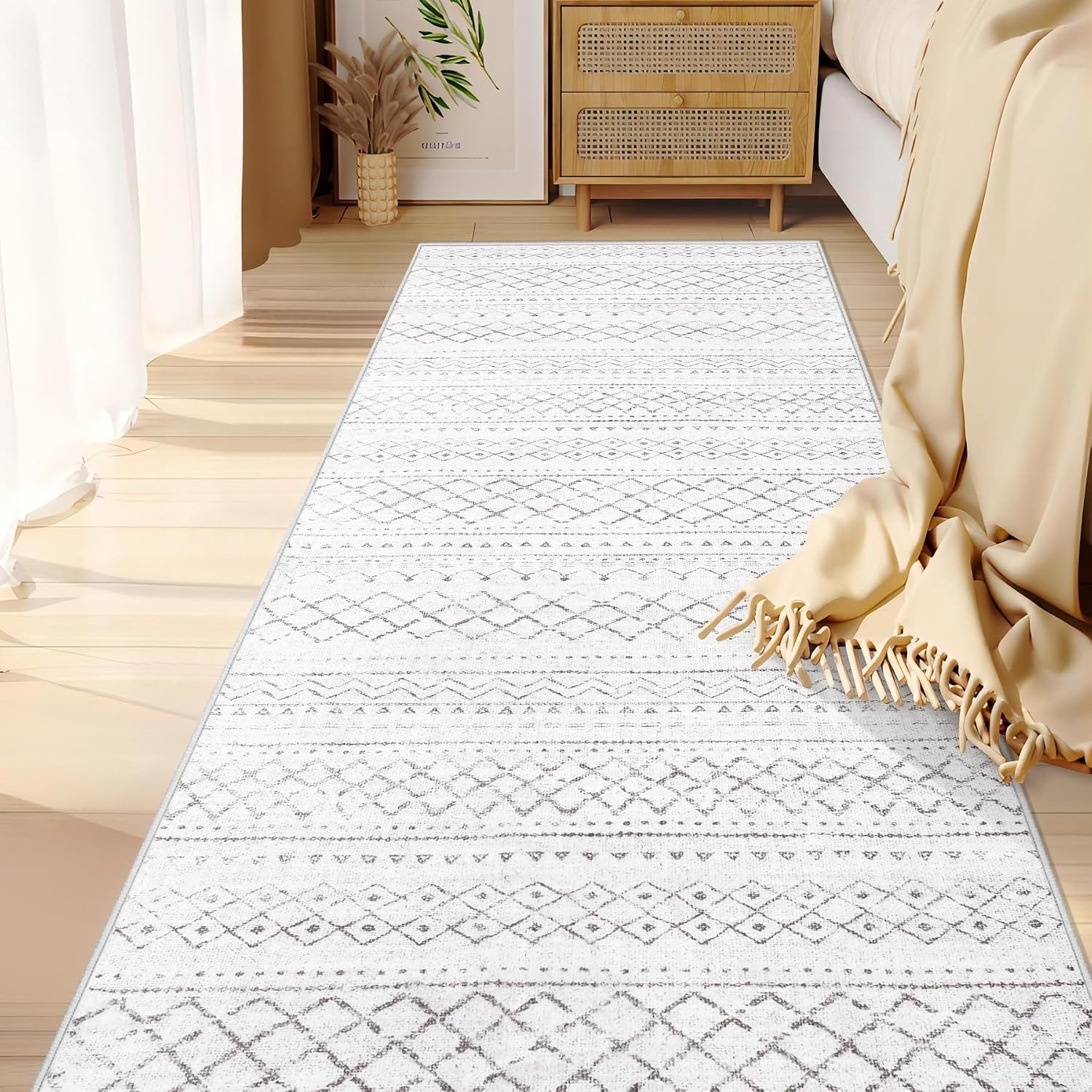Runner Rug 2X5 Boho Geometric Area Rugs: Small Washable Kitchen Rug, Soft Non Slip Moroccan Long Hallway Rugs for Bedroom Bathroom Laundry Entryway Staircase Foyer(Dark Grey,2X5) - Image 7