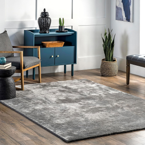 4' X 6' Cozy Plush Superiorwash Area Rug, Machine Washable, Non-Slip, Soft Fluffy Shag Carpet for Living Room Bedroom Kids Room Nursery Home Decor, Loni Grey