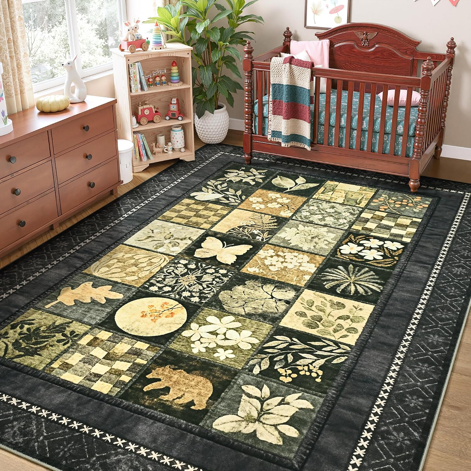 6X9 Area Rugs for Living Room, Modern Large Geometric Rug for Bedroom, Washable Patchwork Rug Indoor Non Slip Throw Carpets for Dining Room Office Farmhouse Home Decor, Dark Grey - Image 8