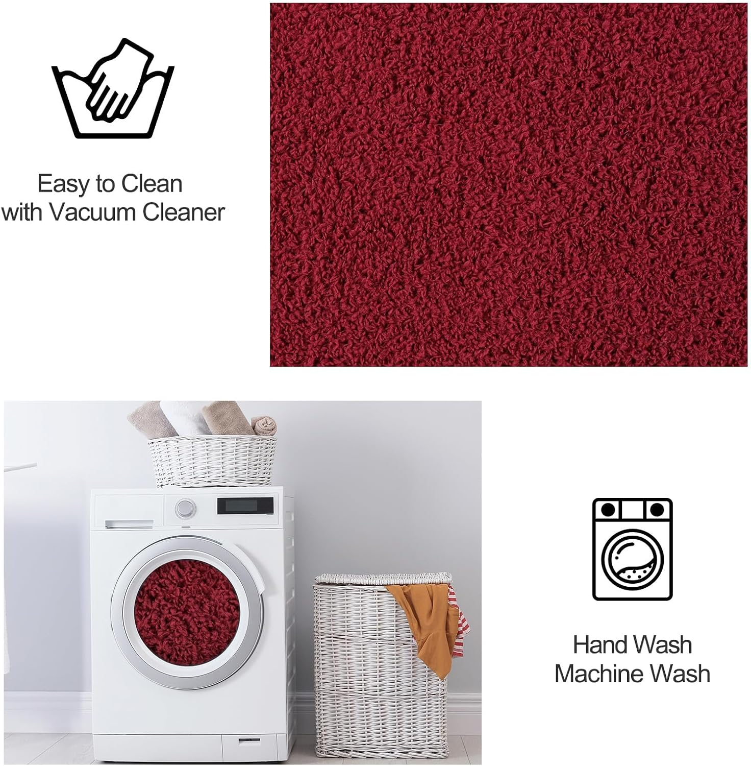 Area Rugs for Bedroom Living Room, 7X10 Rose Red Super Soft Comfy Thickened Memory-Foam Indoor Carpets, Modern Aesthetic Minimalist Carpet for Boys Girls Adults Apartment Nursery Home Décor - Image 6