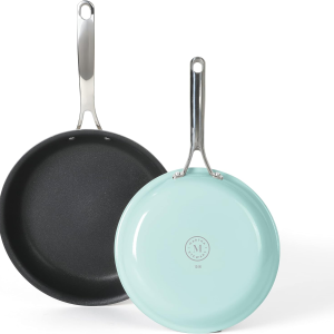Lockton 2 Piece 10" & 12" Heavy Gauge Aluminum Premium Nonstick Fry Pan Set - Martha Blue