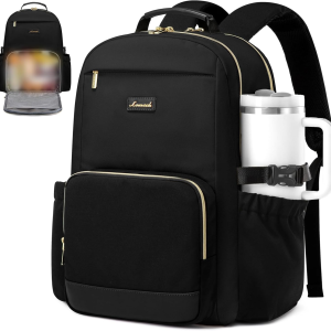 Lunch Backpack with Lunch Compartment,17 Inch Laptop Work Travel Insulated Cooler Backpack Purse,Waterproof College Teacher Nurse Lunch Bag Box with Tumbler Holder,Gifts for Men Women,Black