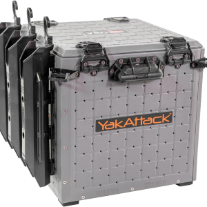 Blackpak Pro 13" X 13" Fishing Crate with 3 Rod Holders - Battleship Grey | Compact Tackle Storage Box & Gear Organizer for Kayaks | Lightweight, Durable & Customizable Marine Accessory