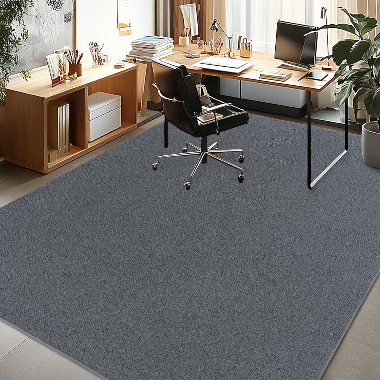 Large Modern Area Rugs for Living Room Bedroom, 6X9 Feet Grey Ultra Soft Thickened Memory-Foam Indoor Rug, Comfy Aesthetic Solid Minimalist Carpets for Girls Boys Nursery Dorm Home Decor - Image 5
