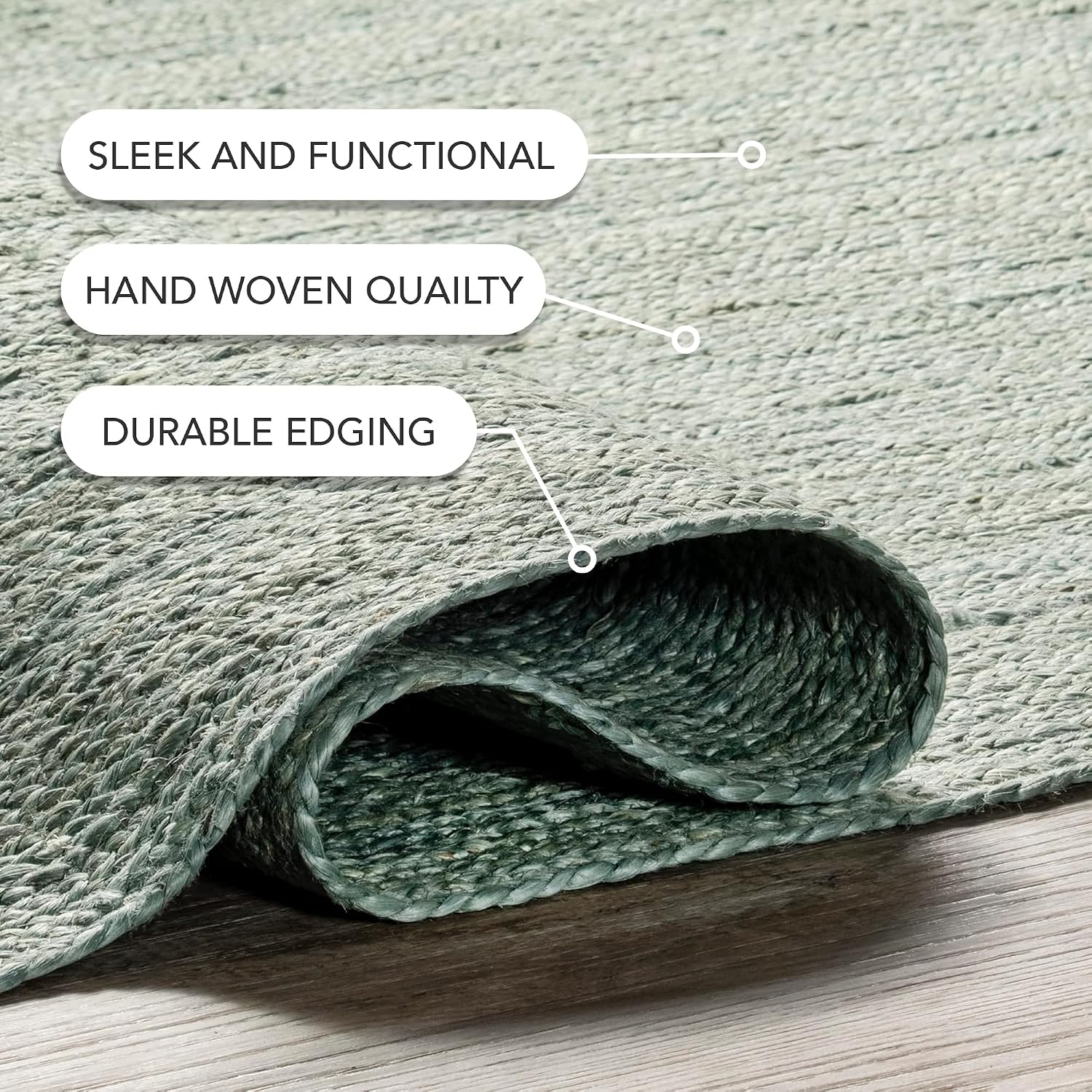 Rigo Handmade, Green, 2'6" X 6', Hand Woven, Farmhouse, Jute, Soft and Textured, High Traffic, Stain Resistant, Easy Clean, Durable Area Rug for Bedroom, Living Room, Dining, Den, Foyer - Image 7