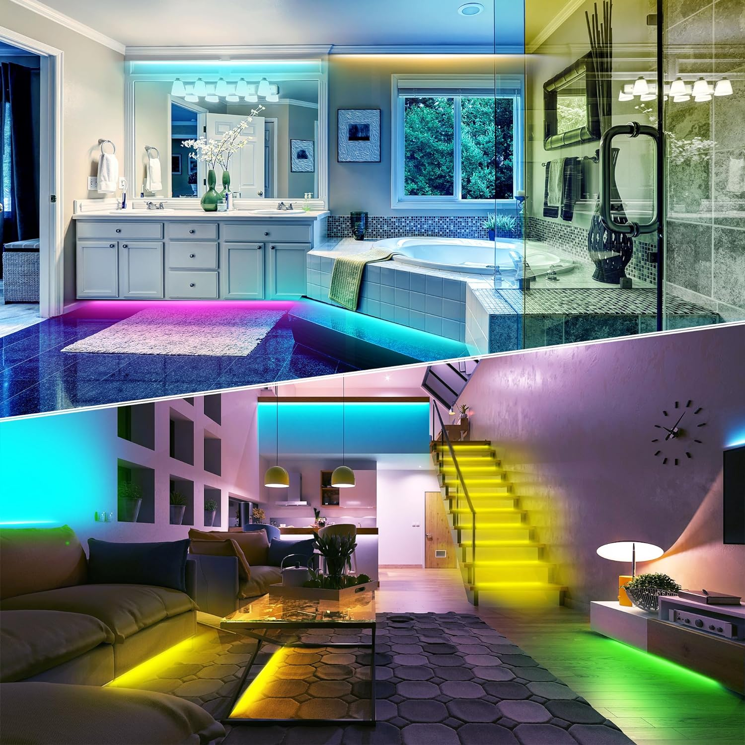 Led Lights for Bedroom 200FT(2 Rolls of 100Ft), Music Sync Led Strip Lights with 60 Keys Remote and App Control, Color Changing RGB Led Lights for Room Kitchen Party Home Christmas Decoration - Image 6