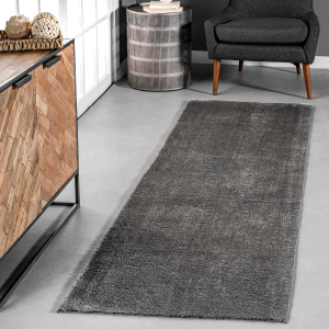 2' X 8' Cozy Plush Superiorwash Area Rug, Machine Washable, Non-Slip, Soft Fluffy Shag Carpet for Living Room Bedroom Kids Room Nursery Home Decor, Loni Grey