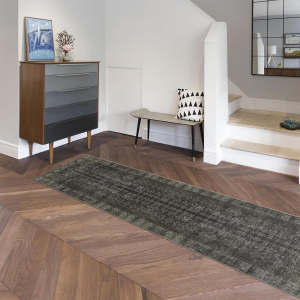 Washable Runner Hallway Rug,2X8 Low Pile Non Slip Non-Shedding Kitchen Carpet Soft Indoor Stain Resistant Rug for Bedroom Laundry Room Bathroom Black