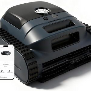Cordless Robotic Pool Vacuum Cleaner, Intelligent Route Planning, Wall & Waterline Climbing, 120-Min Runtime, for above Ground/Inground Pools up to 2000 Sq. Ft, APP Support,White