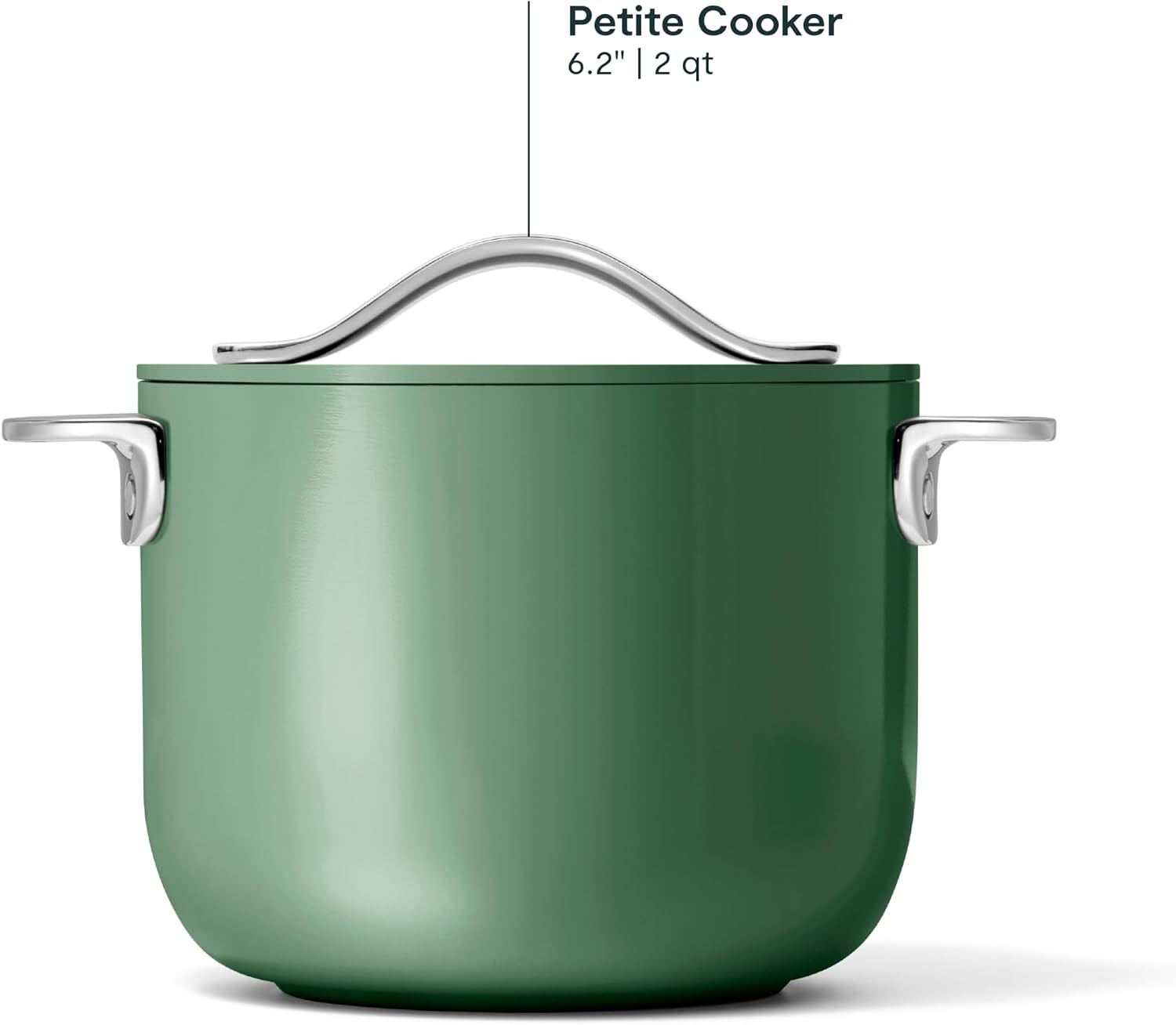 Caraway Petite Cooker - 2 Qt Ceramic Coated Pot - Free from Forever Chemicals - Perfect for Rice, Grains, or Sauces - Sage - Image 3