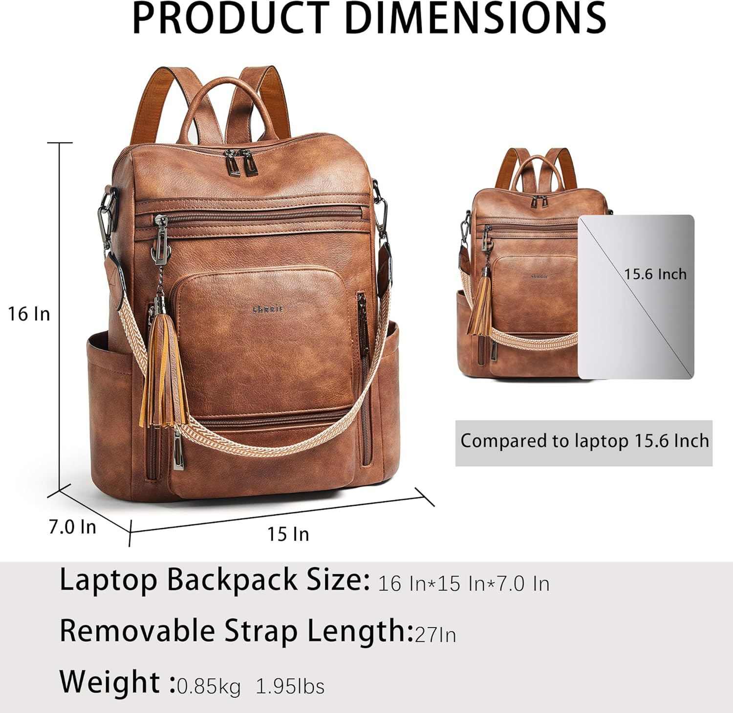 Vegan Leather Laptop Backpack for Women 15.6 Inch Work Backpack Fashion Travel Backpack Purse for Travel College Work - Image 3